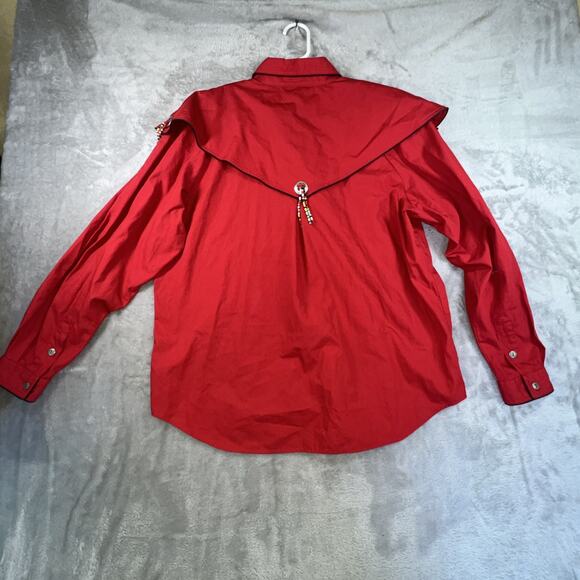 Westbound Red Embroidered Bead Embellished Native American Shirt Women Sz L - Picture 9 of 13